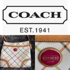 Coach tattersall plaid crossbody adjustable strap